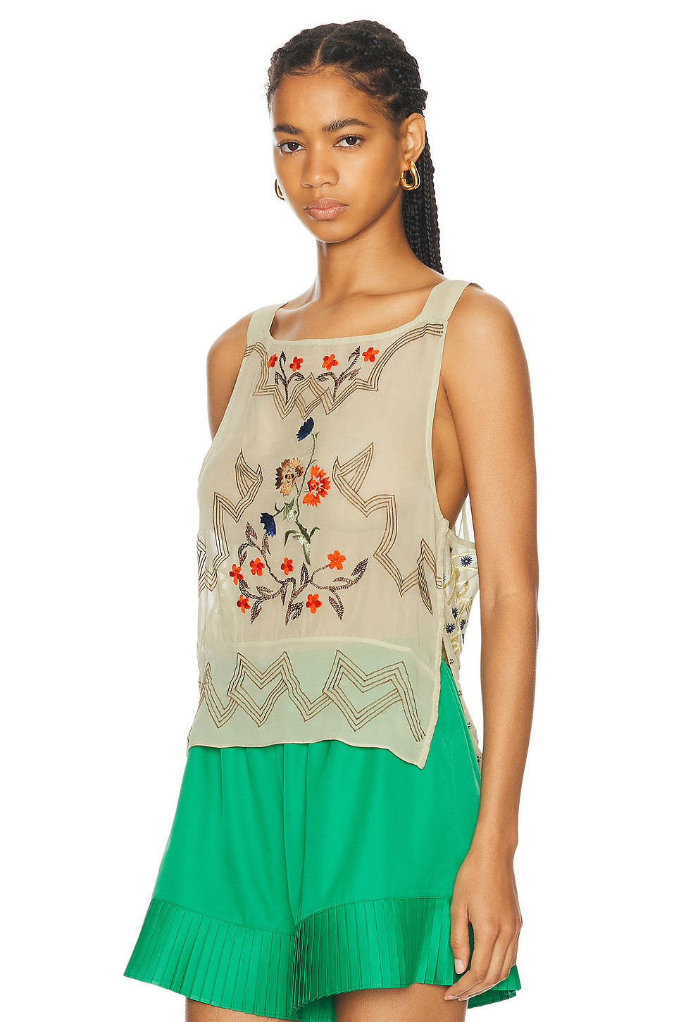 Embroidered Flower Study Top