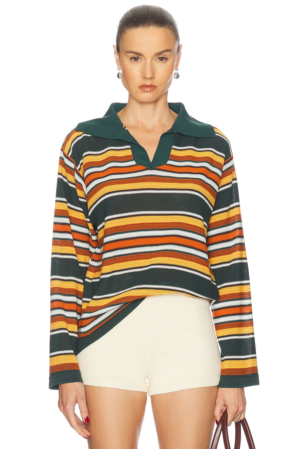 Parakeet Stripe Long Sleeve Polo Top