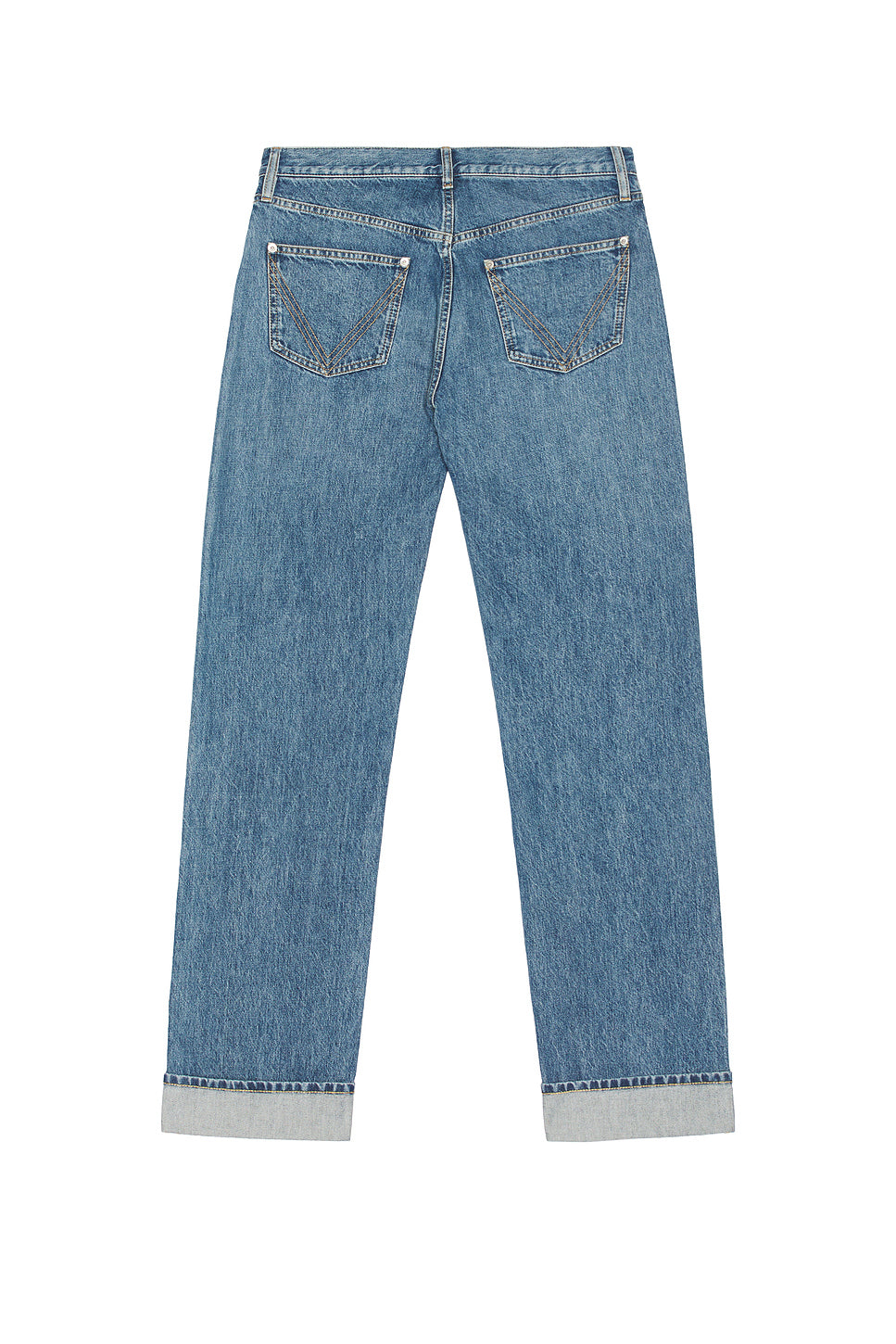 Vintage Indigo Turn Up Denim Straight Trousers
