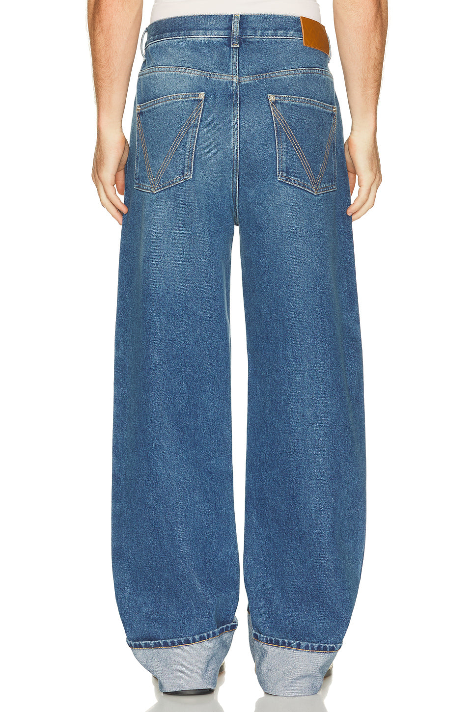Turned Up Trousers Medium Indigo Washed