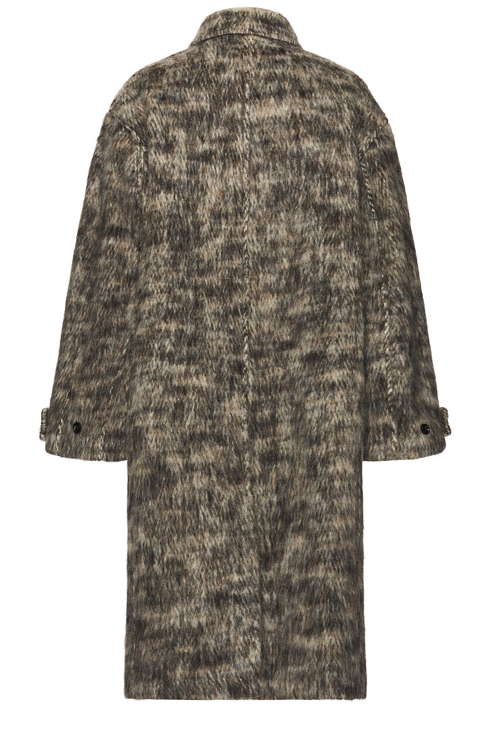 Brushed Melange Wool Belted Coat