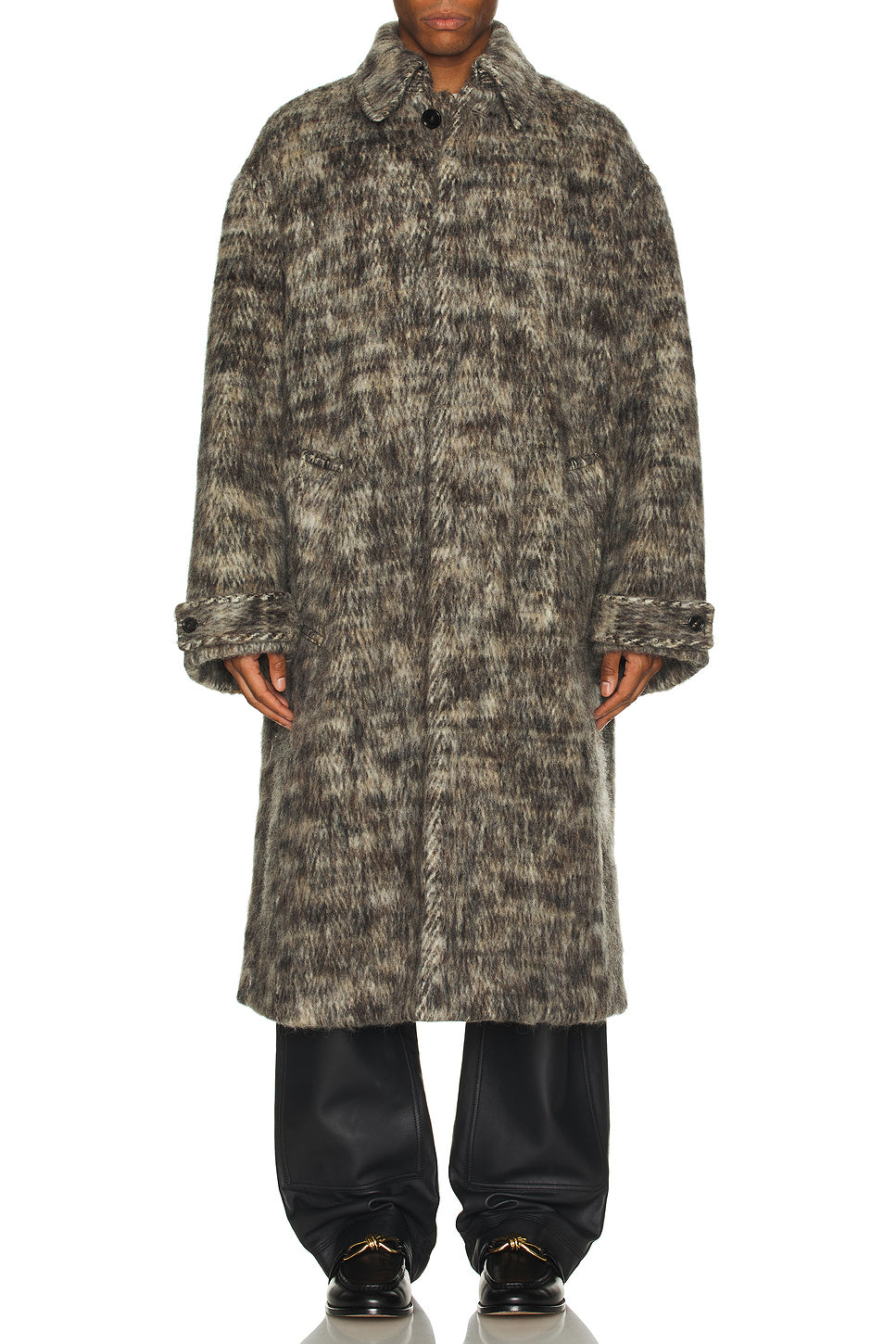 Brushed Melange Wool Belted Coat