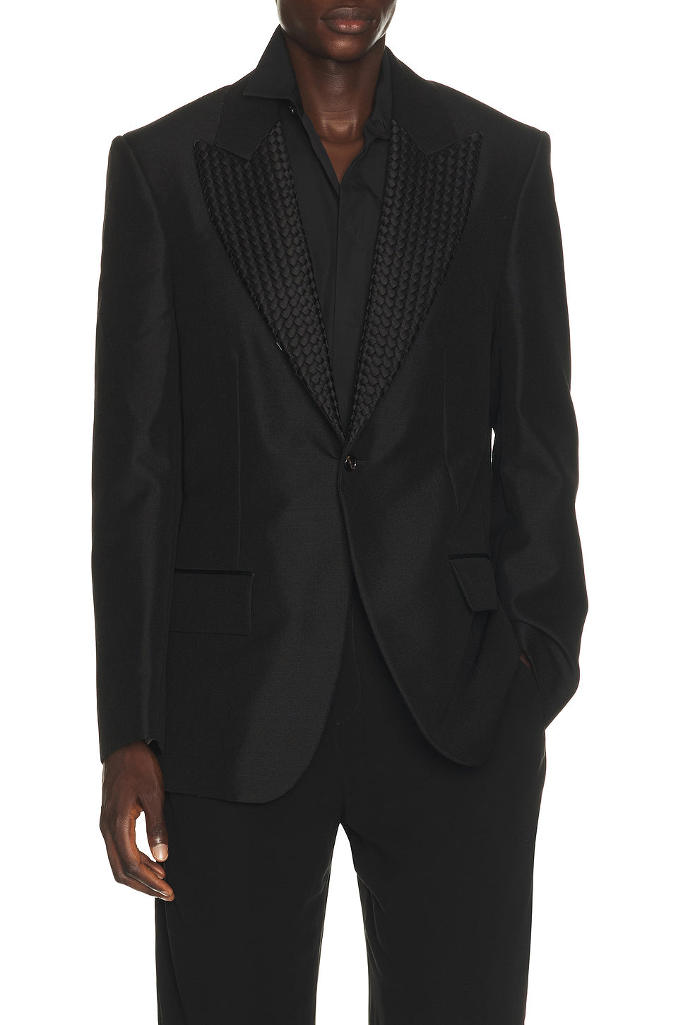 Mohair Wool Jacket Intrecciato Lapel