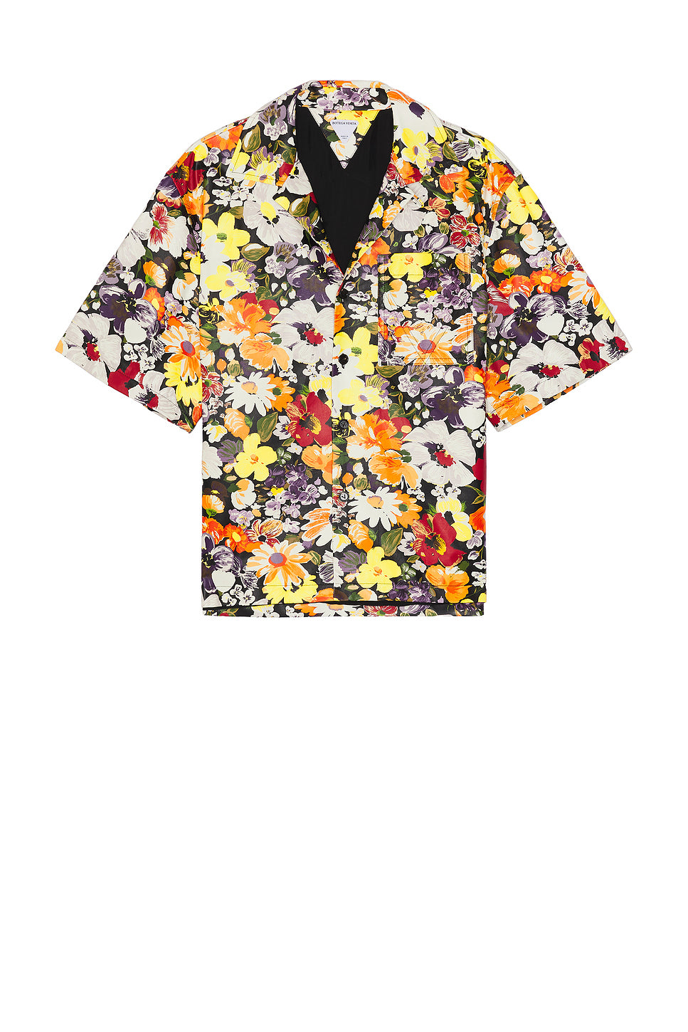 Floral Printed Leather Short Sleeve Shirt