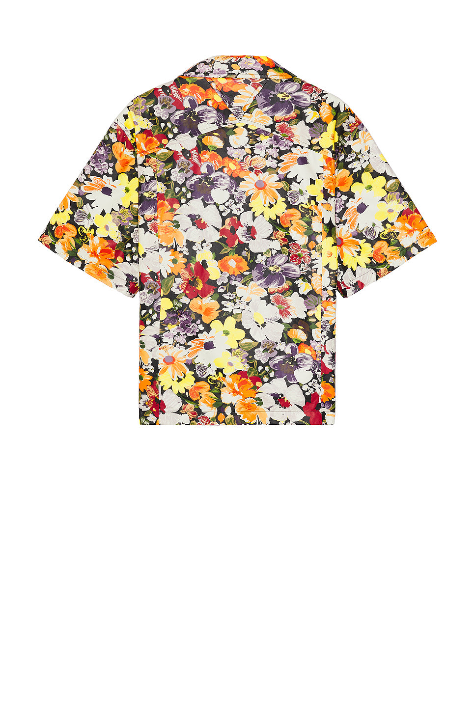 Floral Printed Leather Short Sleeve Shirt
