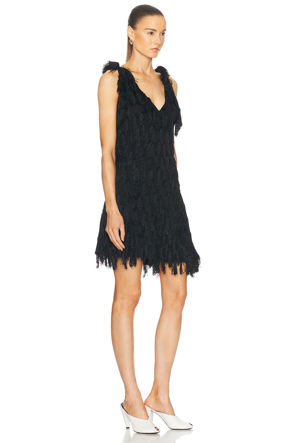 Fringe Crepe Mini Dress