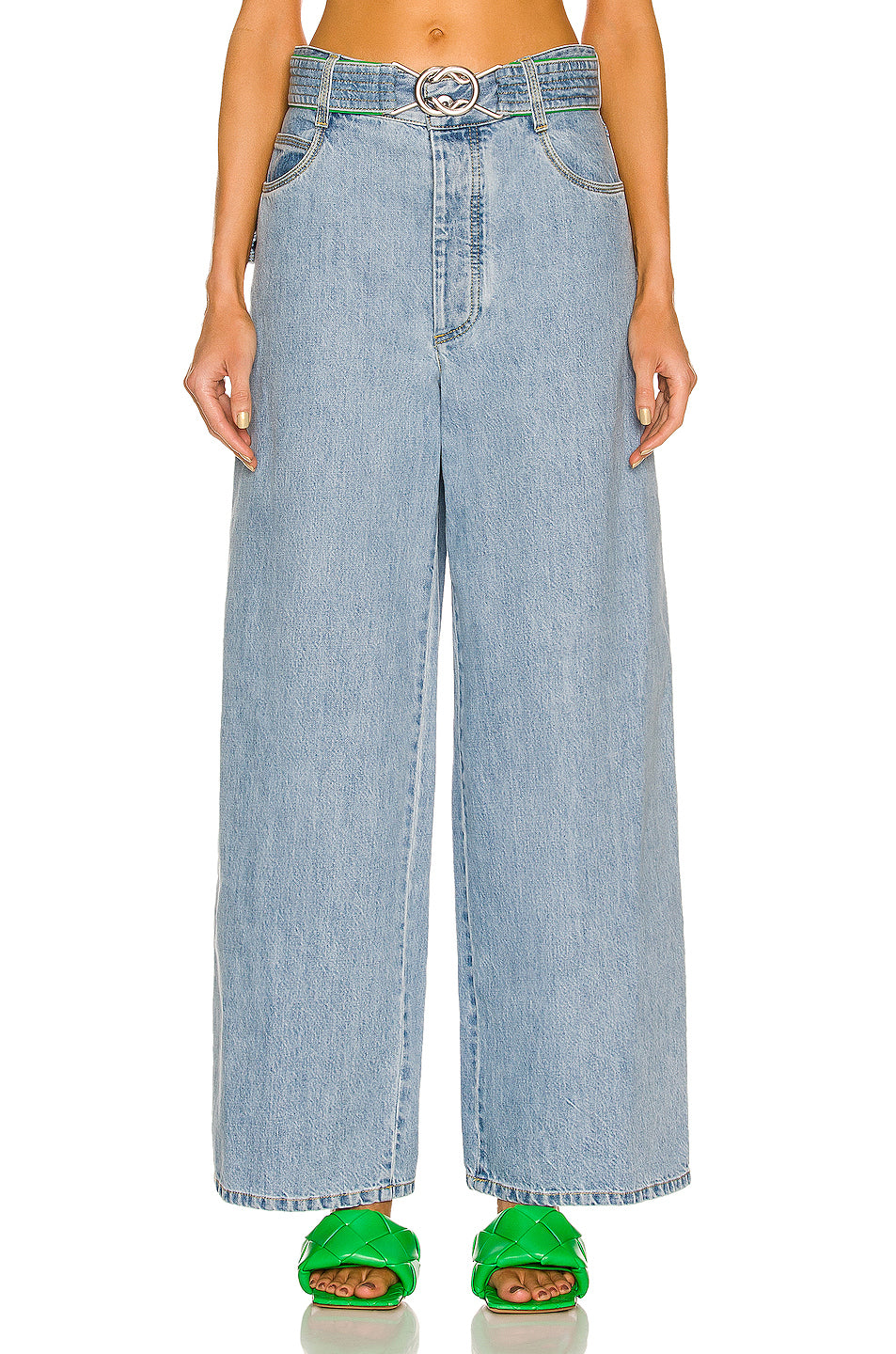 Light Bleached Belted Trouser Jeans