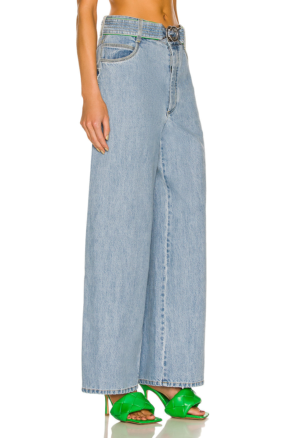 Light Bleached Belted Trouser Jeans