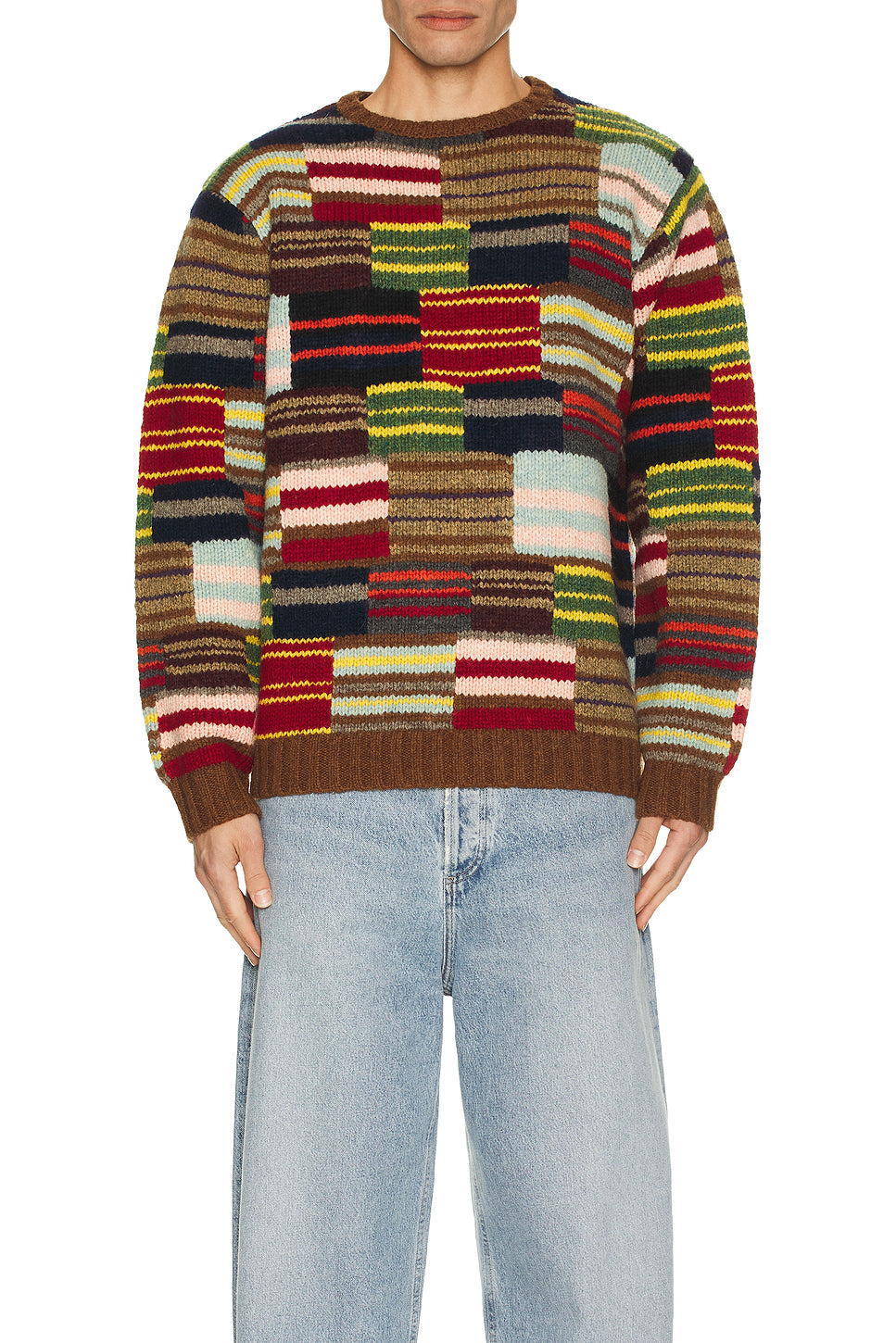 Crew Hand Knit Patchwork Sweater