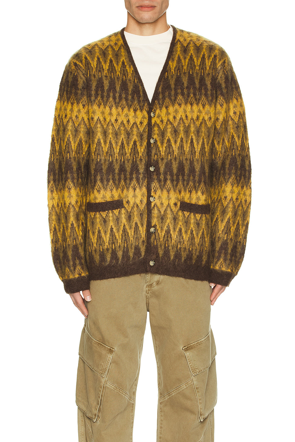 Cardigan Double Jacquard Chevron Pattern