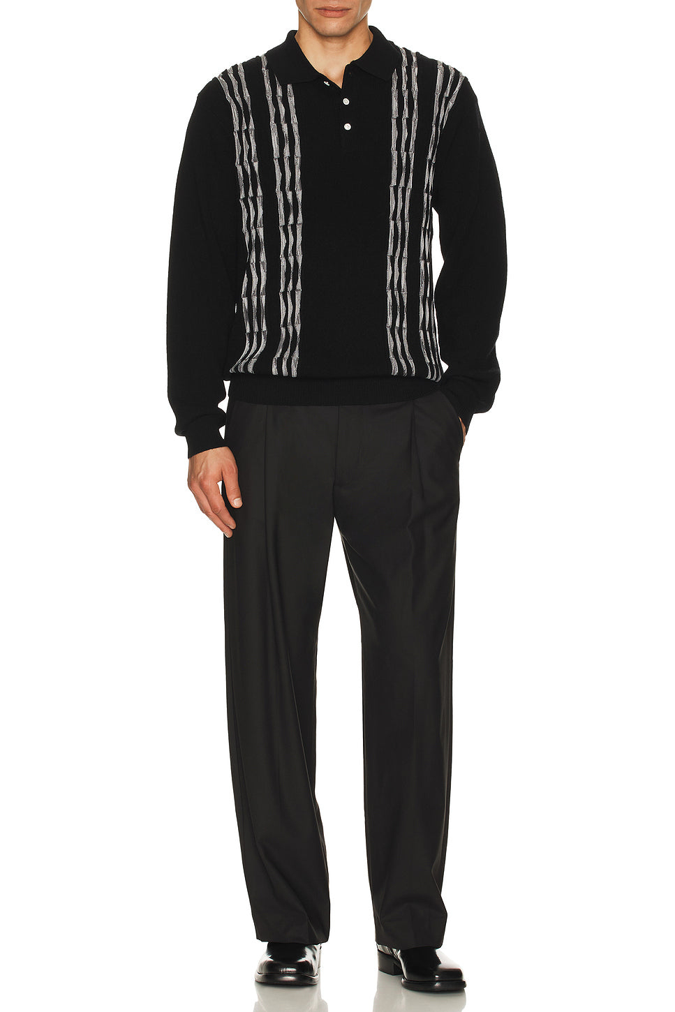 Knit Polo Born Stripe 14G