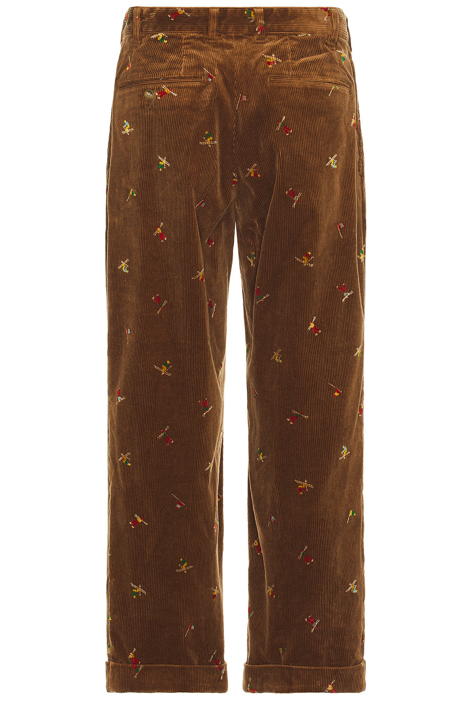 2 Pleats Trousers Corduroy Embroidery Like On Skier Print