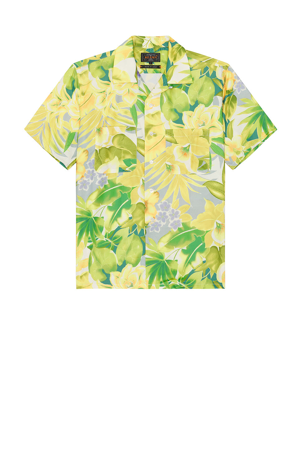 Open Collar Tropical Pattern Print
