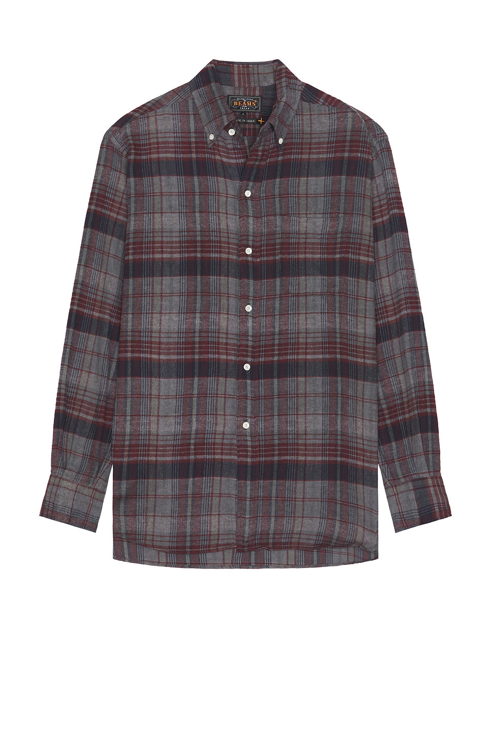 Open Collar Brushed Satin Plaid Shirt