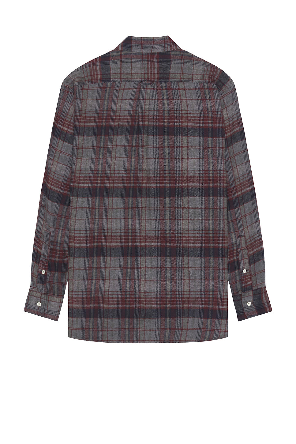 Open Collar Brushed Satin Plaid Shirt