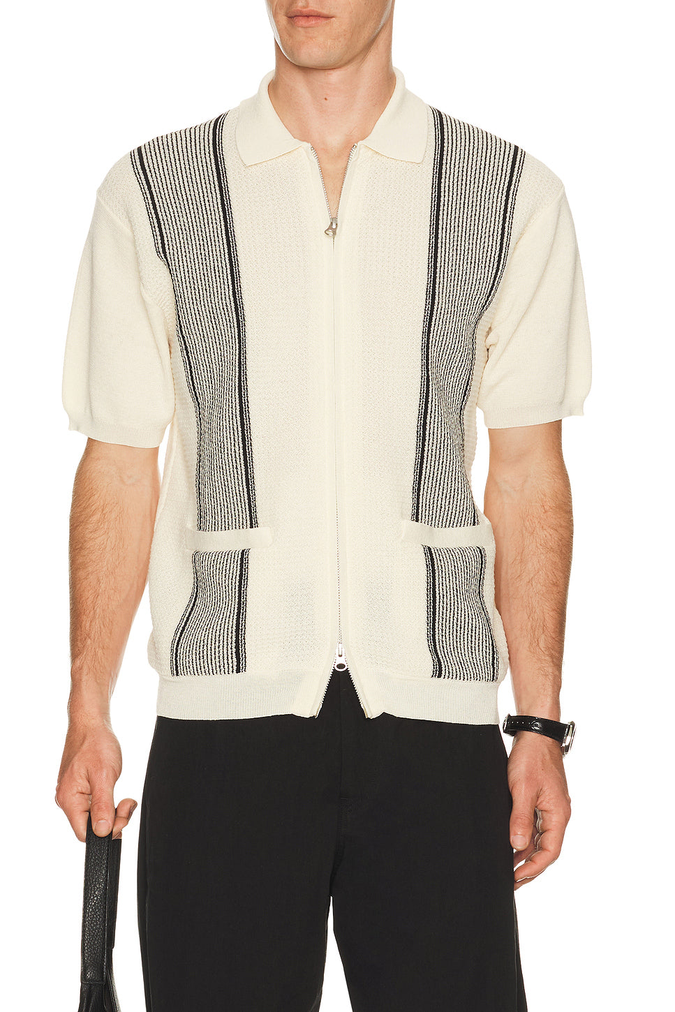 Zip Knit Polo Stripe