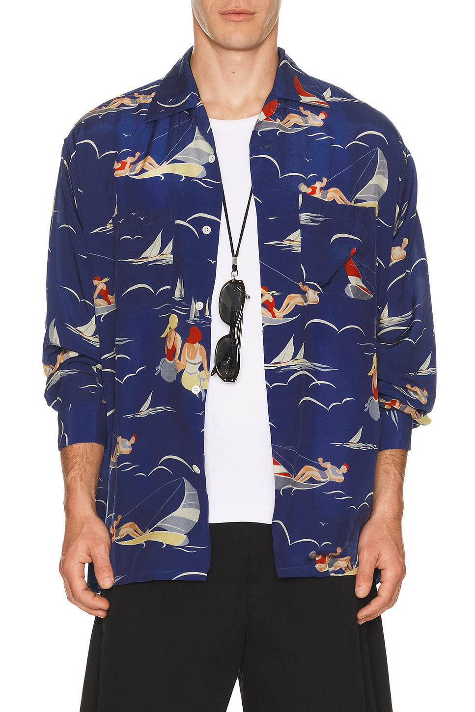 Open Collar Cupro Print