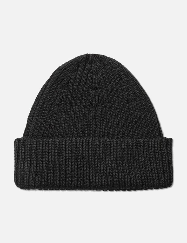 Bold Fox Head Patch Ribbed Beanie