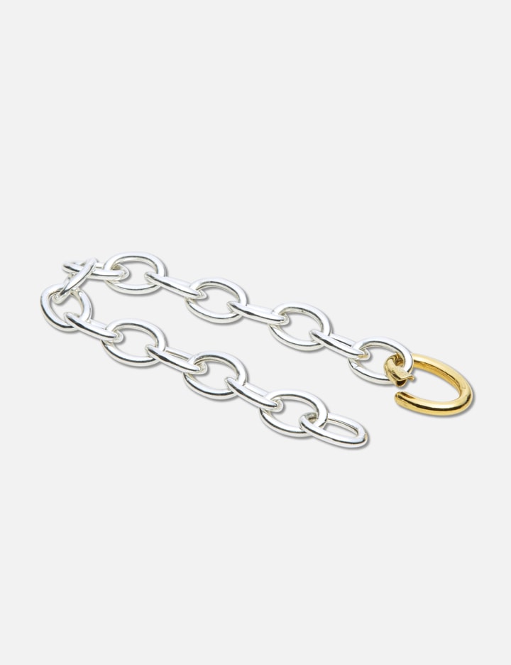 Sterling Silver Bracelet with Gold Plated Oval Hold