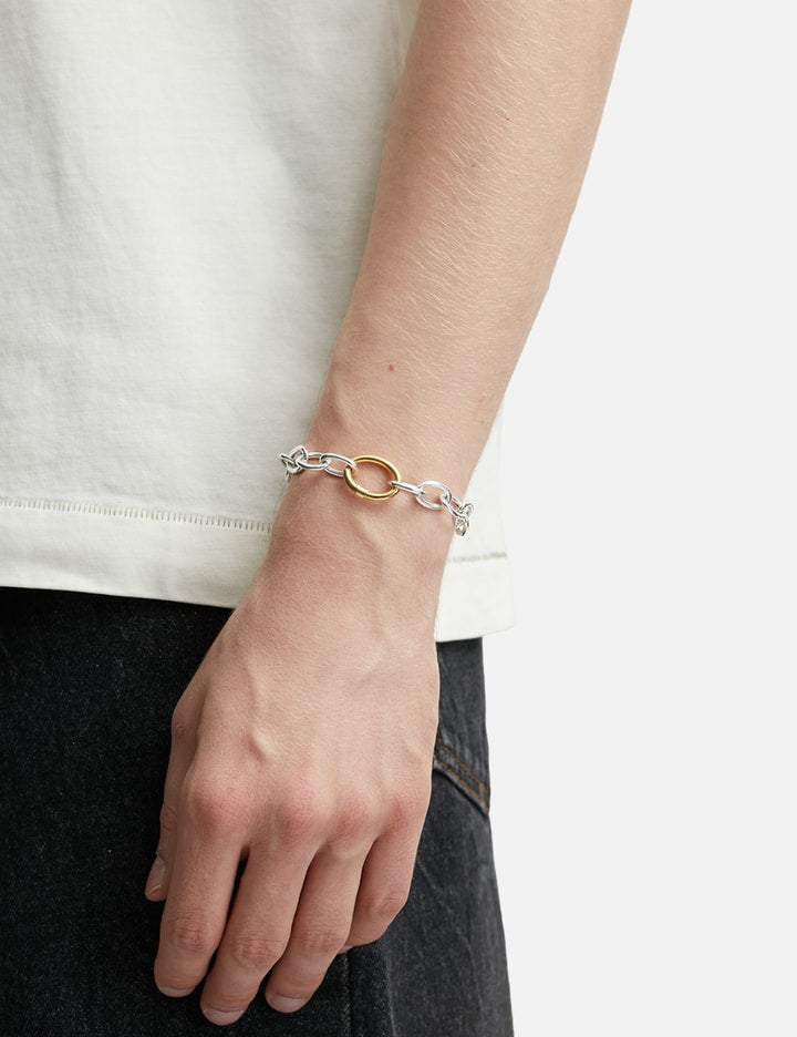 Sterling Silver Bracelet with Gold Plated Oval Hold