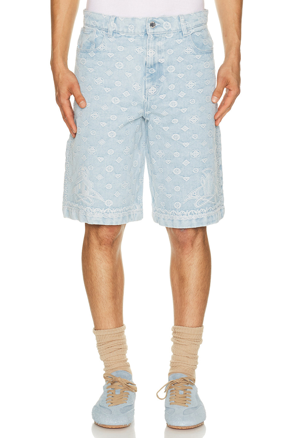 Carpet Jacquard Baggy Denim Shorts