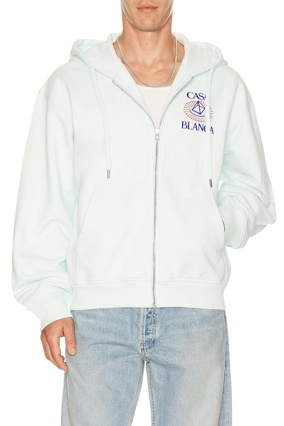 Celestial Pyramid Flock Printed Classic Zip Up Hoodie