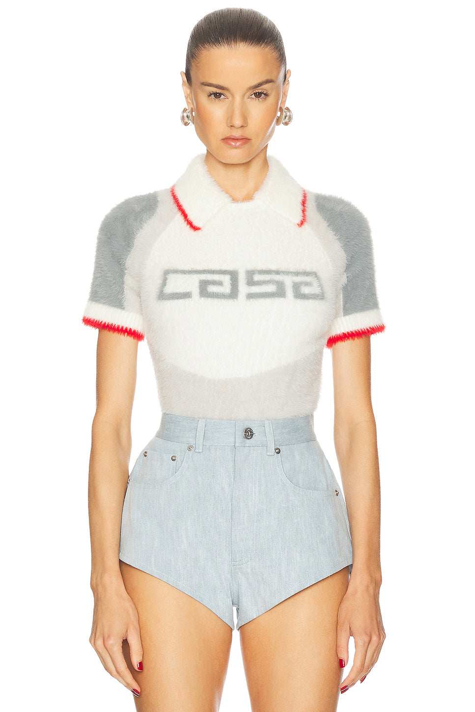 Cropped Short Sleeve Polo Top