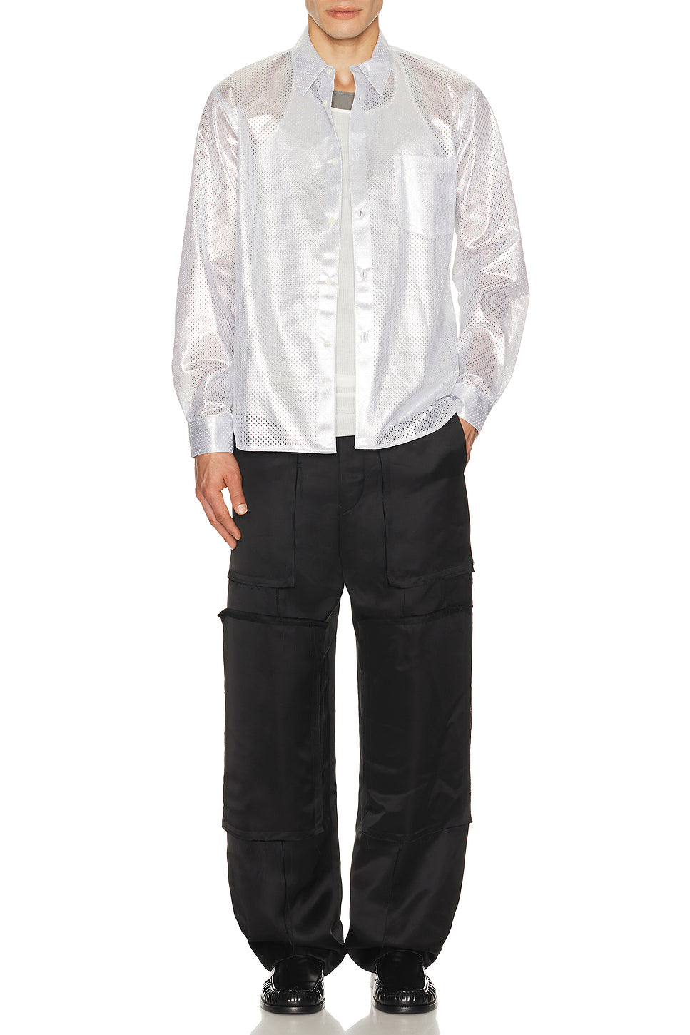 Satin Button Down Shirt