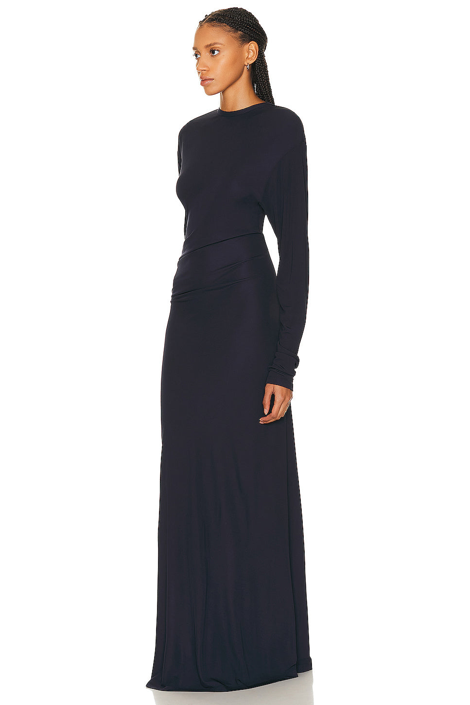 Side Cowl Long Sleeve Dress