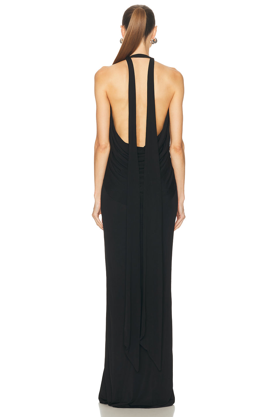 Lavalliere Draped Jersey Halter Dress