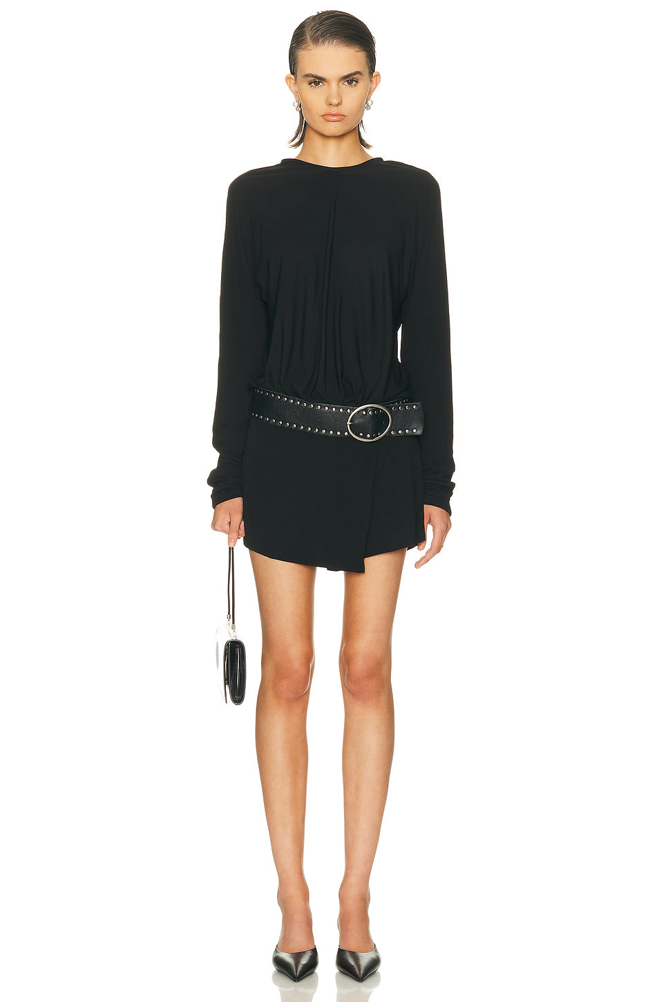 Leather Belted Magyar Tie Dress