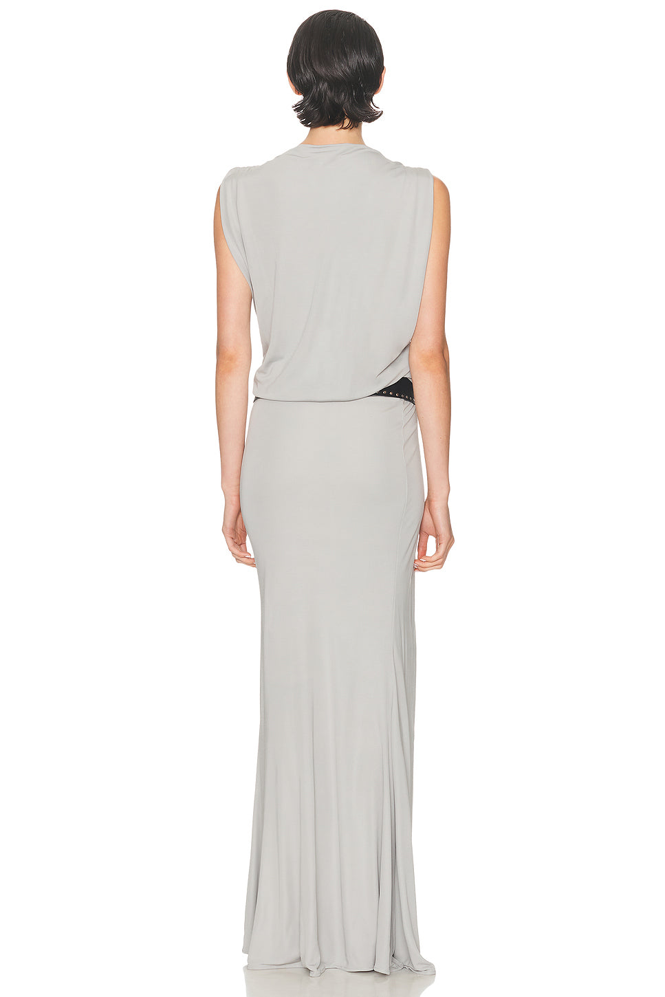Leather Belted Drop Jersey Dress