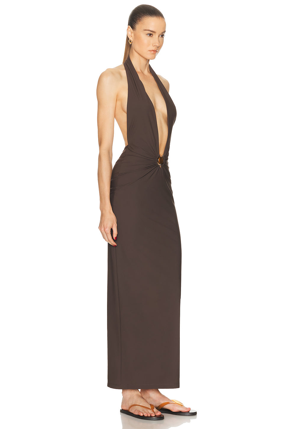 Mineral Stone Ruched Halter Lycra Dress