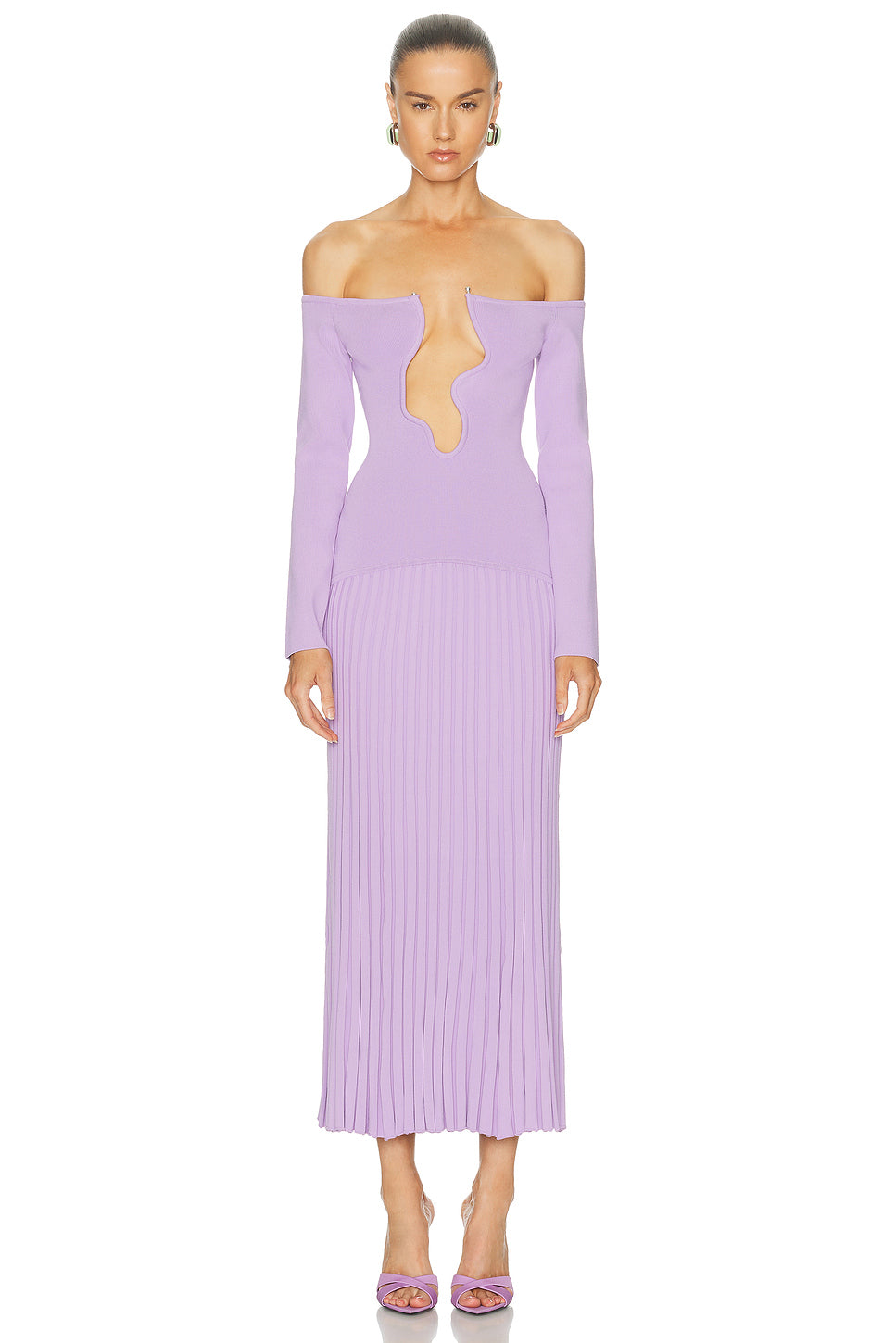 Salacia Pleated Off Shoulder Dress