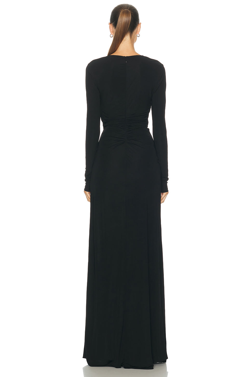 Bezel Quartz Ruched Long Sleeve Dress