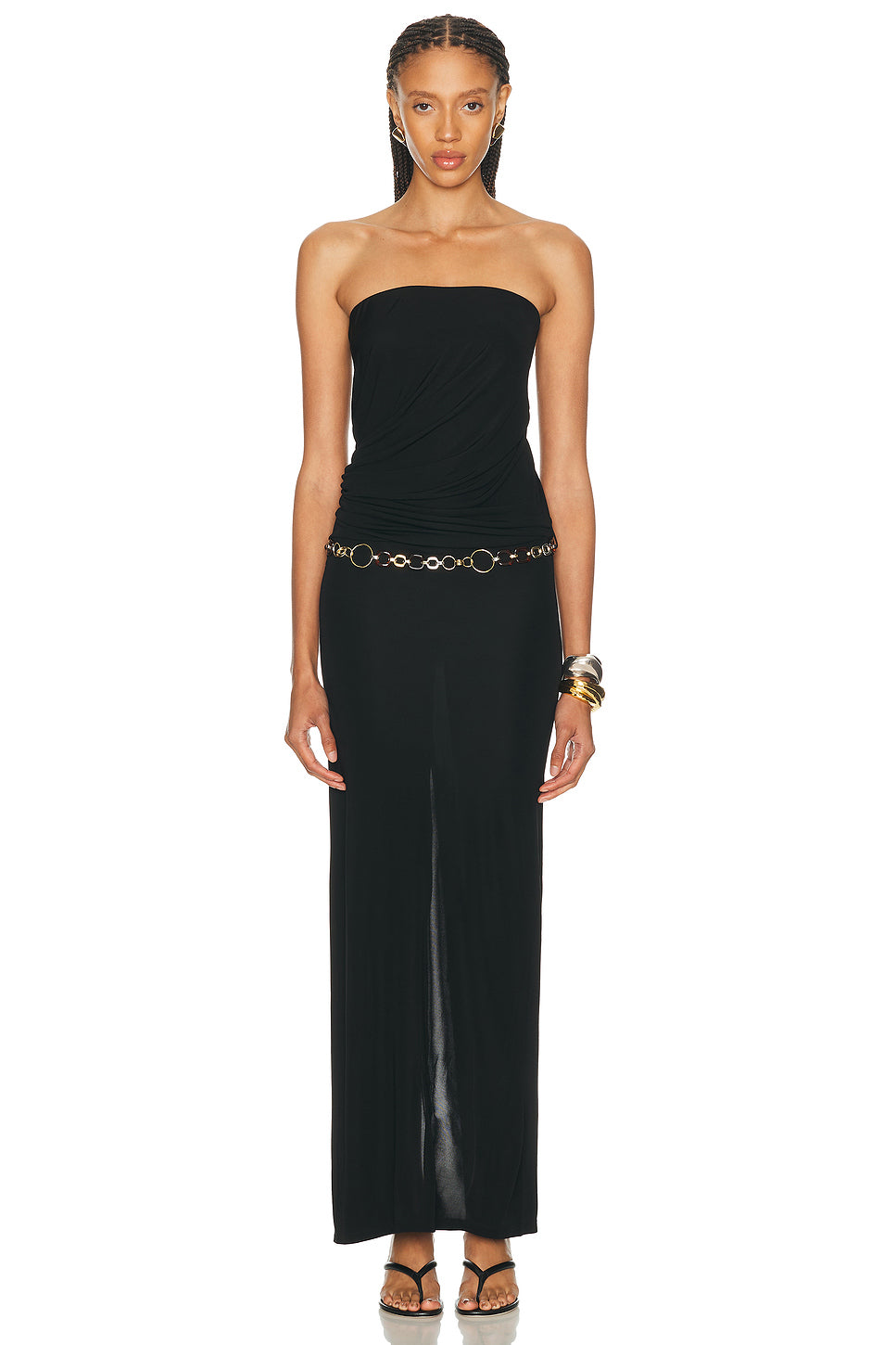 Tortoise Chain Link Strapless Drape Dress