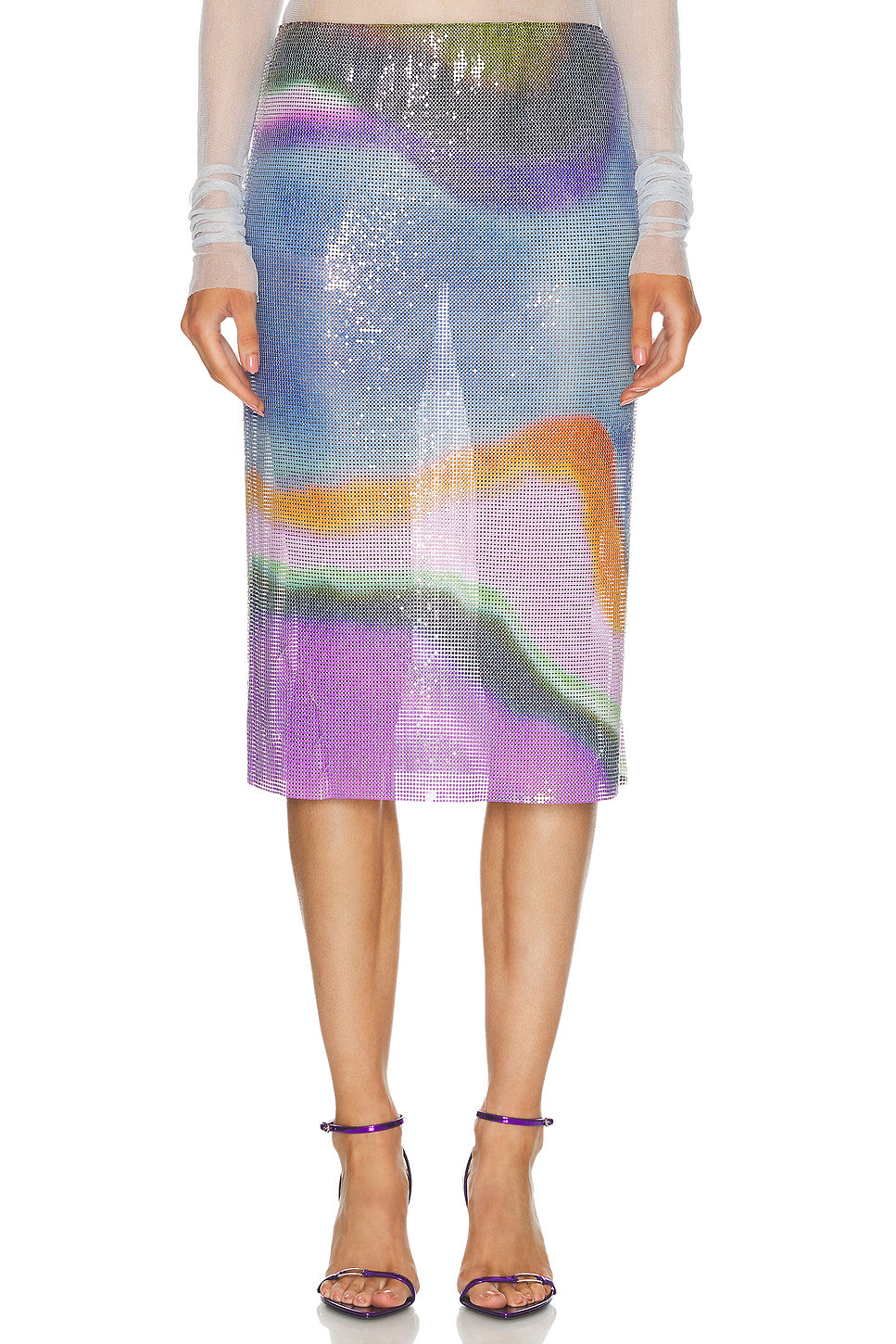 Aura Glowmesh Midi Skirt