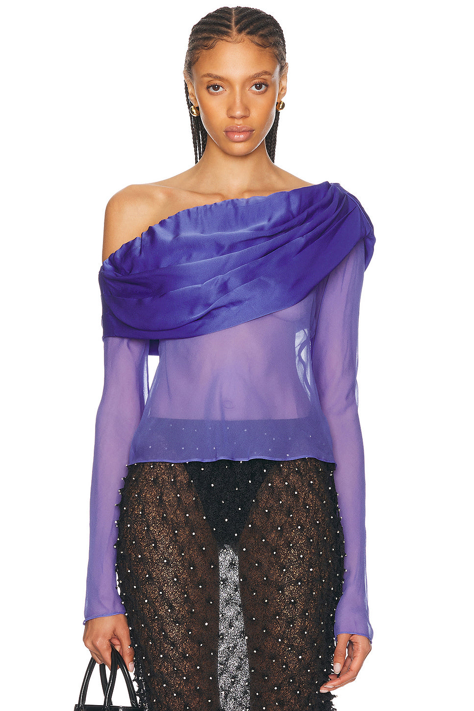 Silk Draped Shawl Top