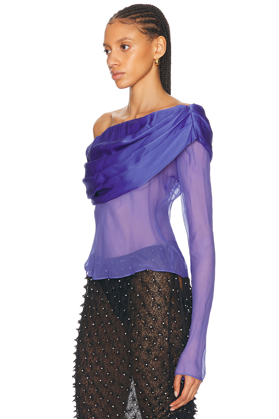 Silk Draped Shawl Top