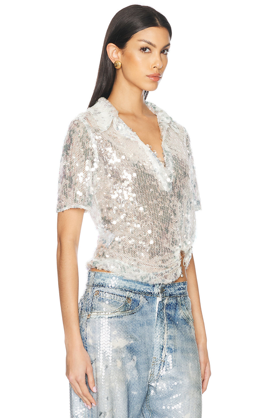 Opaline Sequin Polo Top