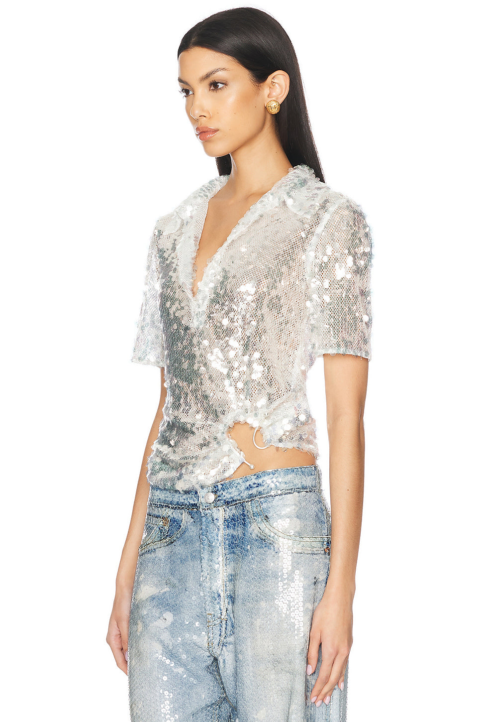 Opaline Sequin Polo Top