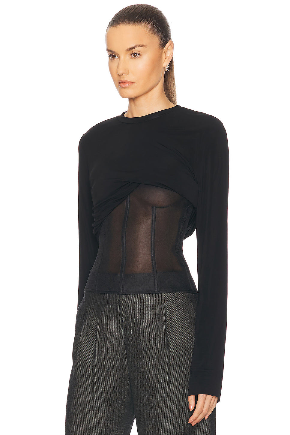 Coiled Jersey Corseted Tee