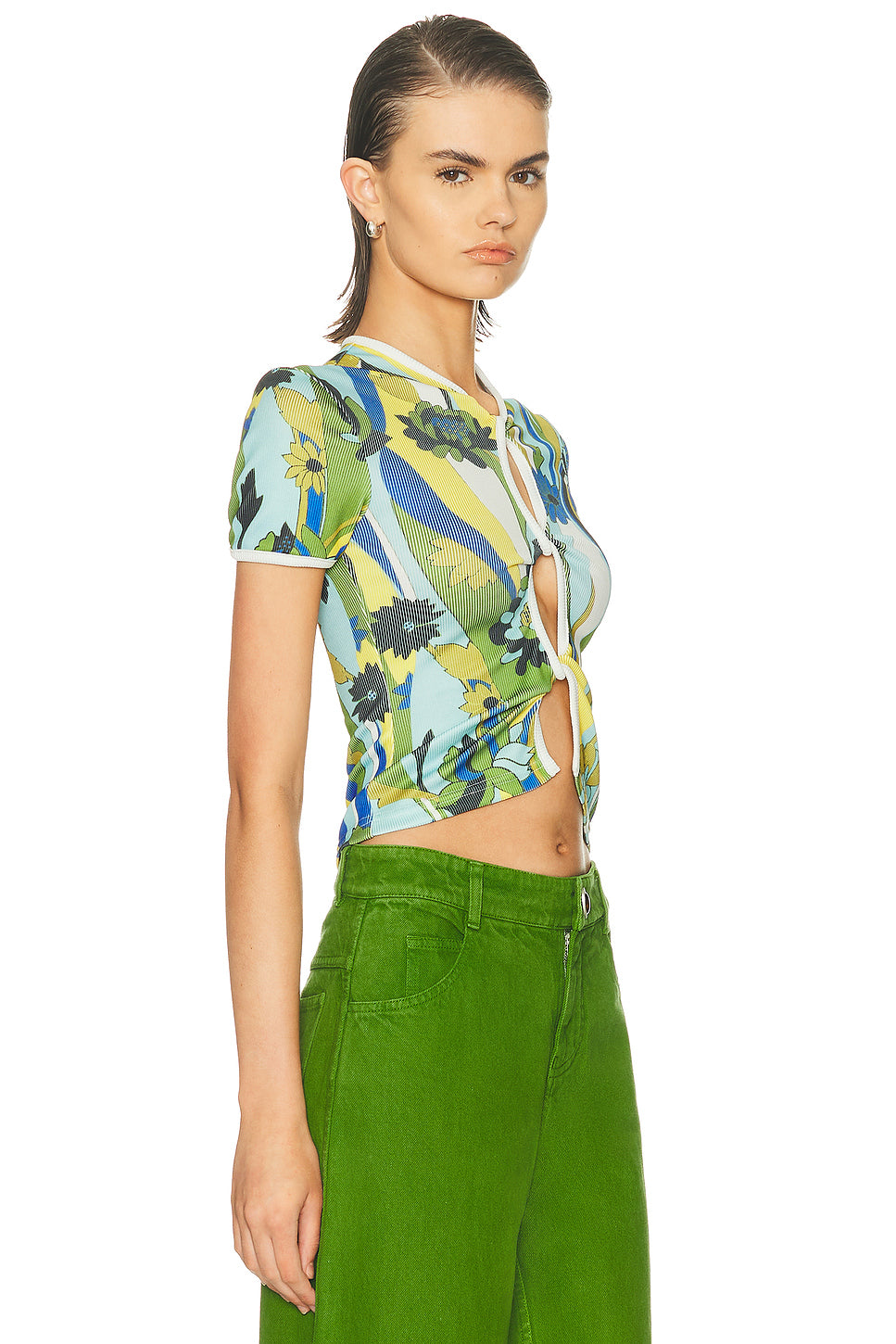 Acidic Floral Open Twist Tee