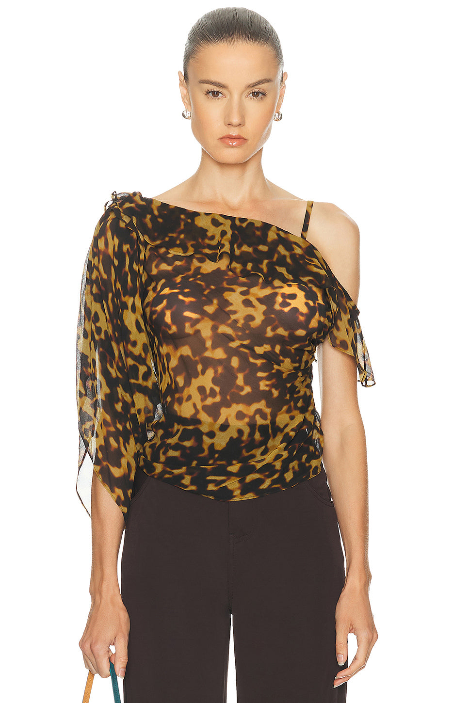 Roule Trimmed Silk Drape Top