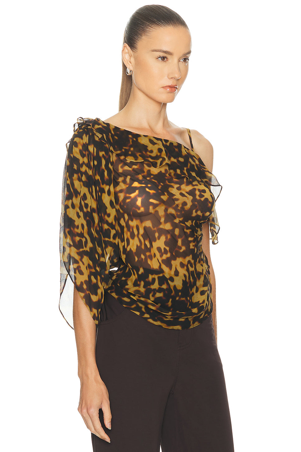 Roule Trimmed Silk Drape Top