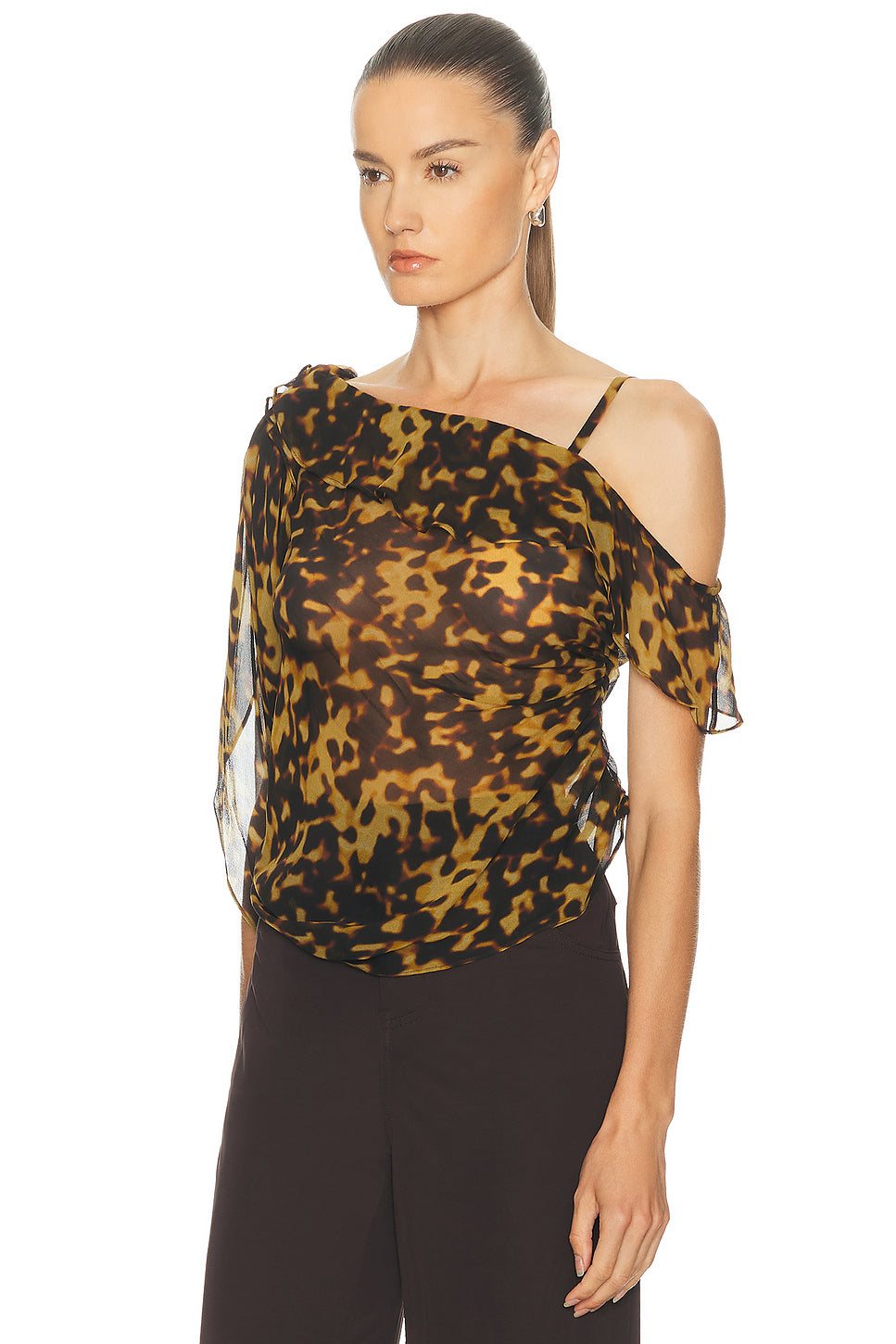 Roule Trimmed Silk Drape Top