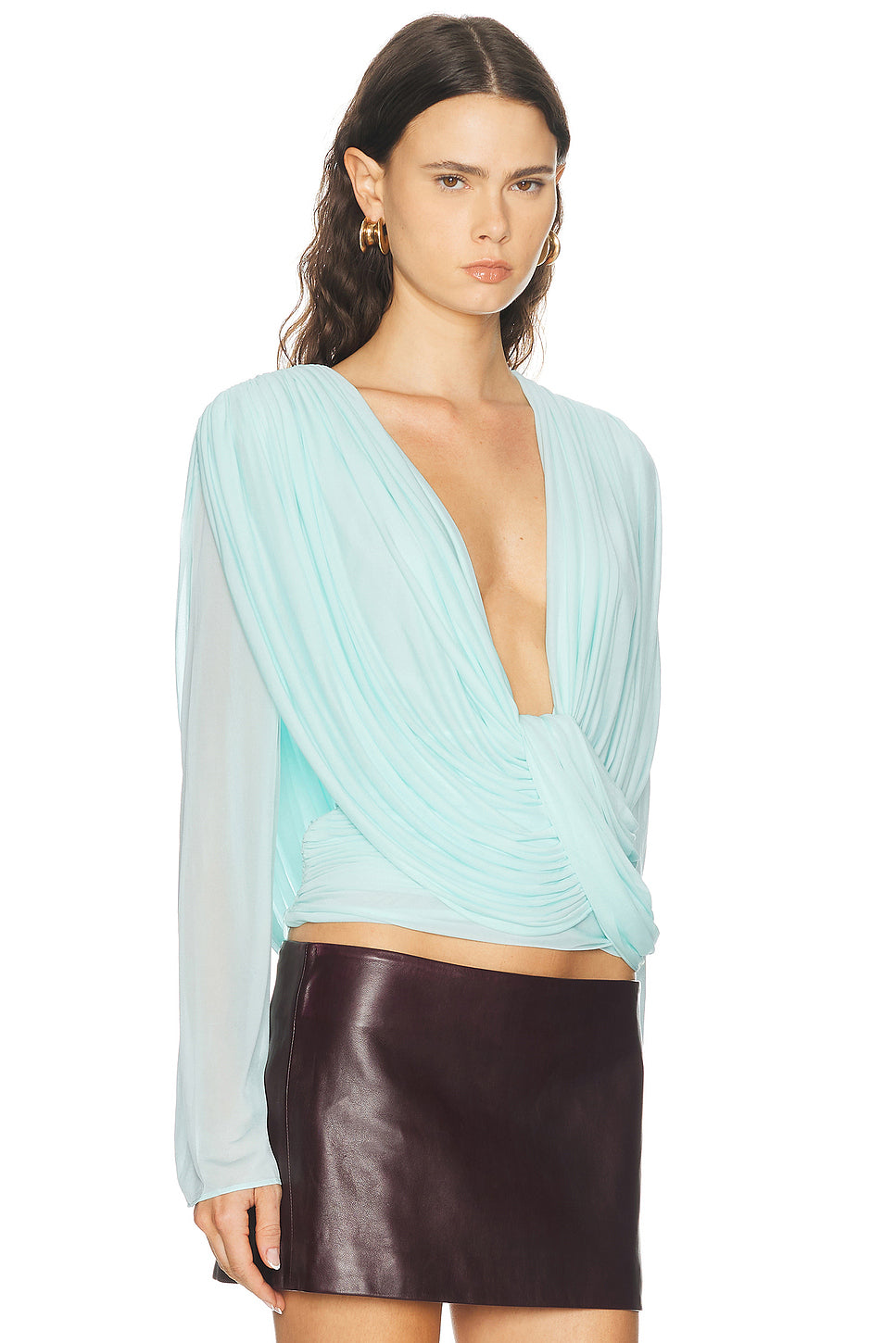 Ripple Drape Long Sleeve Top