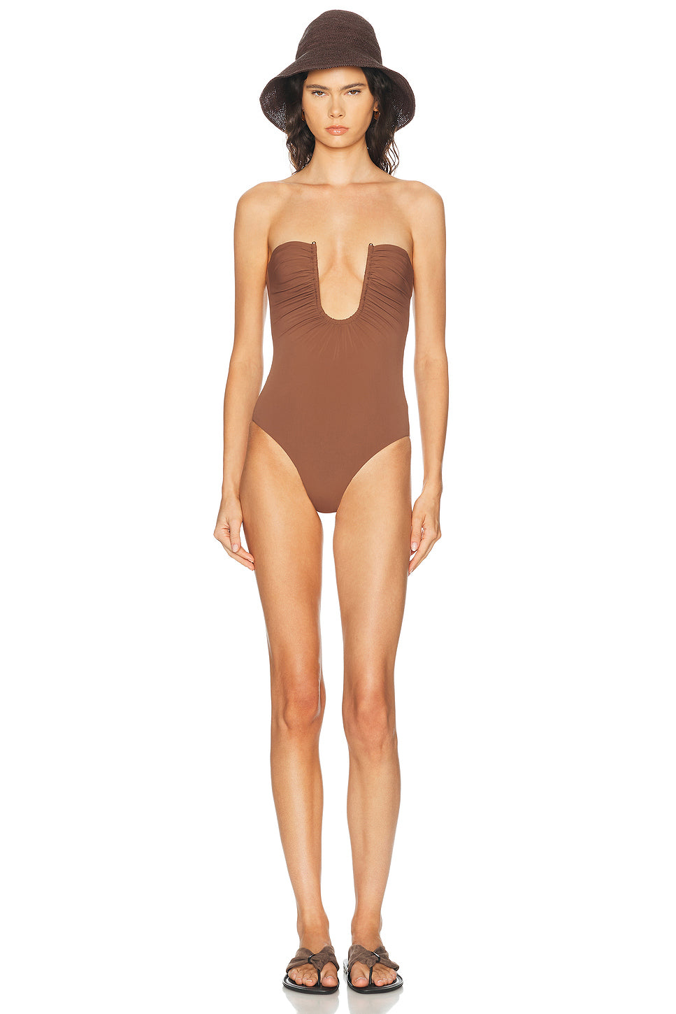 Arced Ruched One Piece Swimsuit