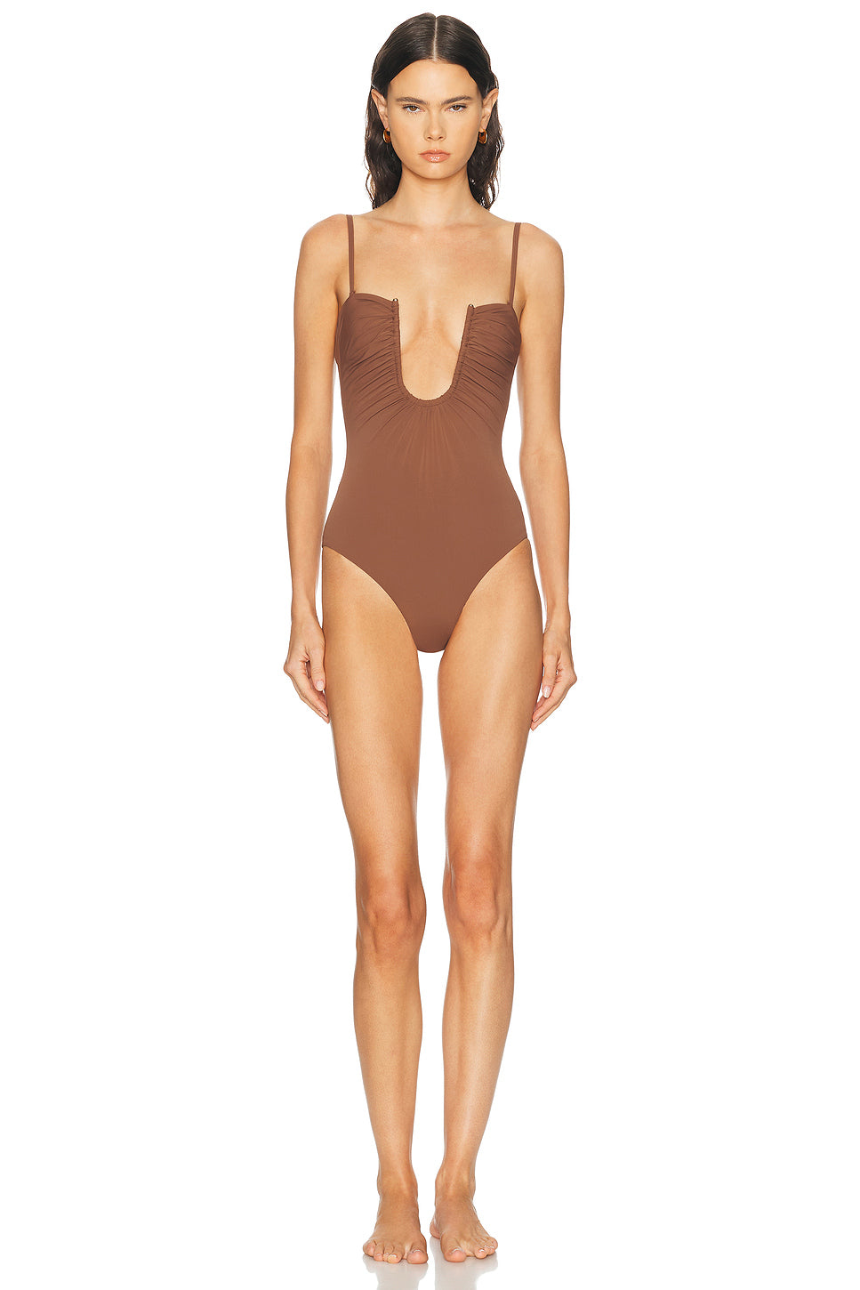 Arced Ruched One Piece Swimsuit