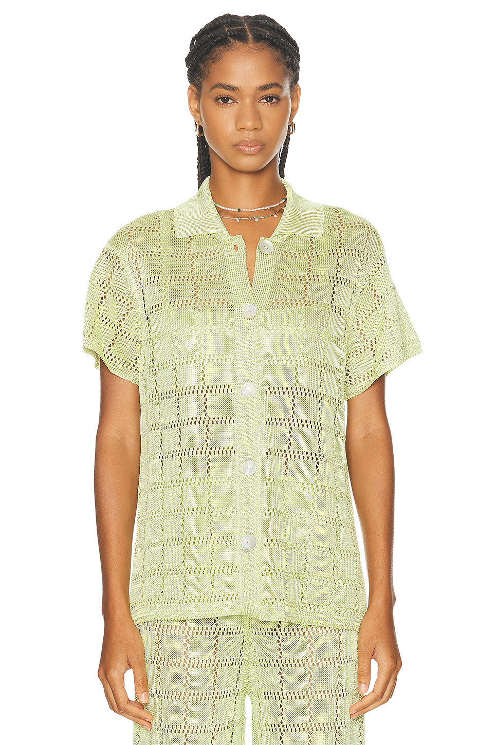 Crochet Short Sleeve Patchwork Shirt